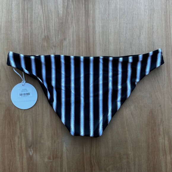 TORI PRAVER ISLA BOTTOM Women’s Black Striped Lined Bikini Bottoms sz L NWT - Picture 4 of 5
